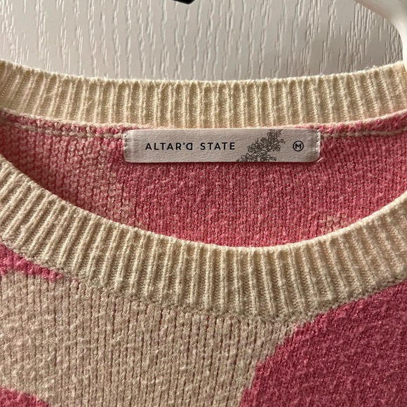 Altar'd State Vibrant Pink and Cream Sweater - Picture 3 of 4